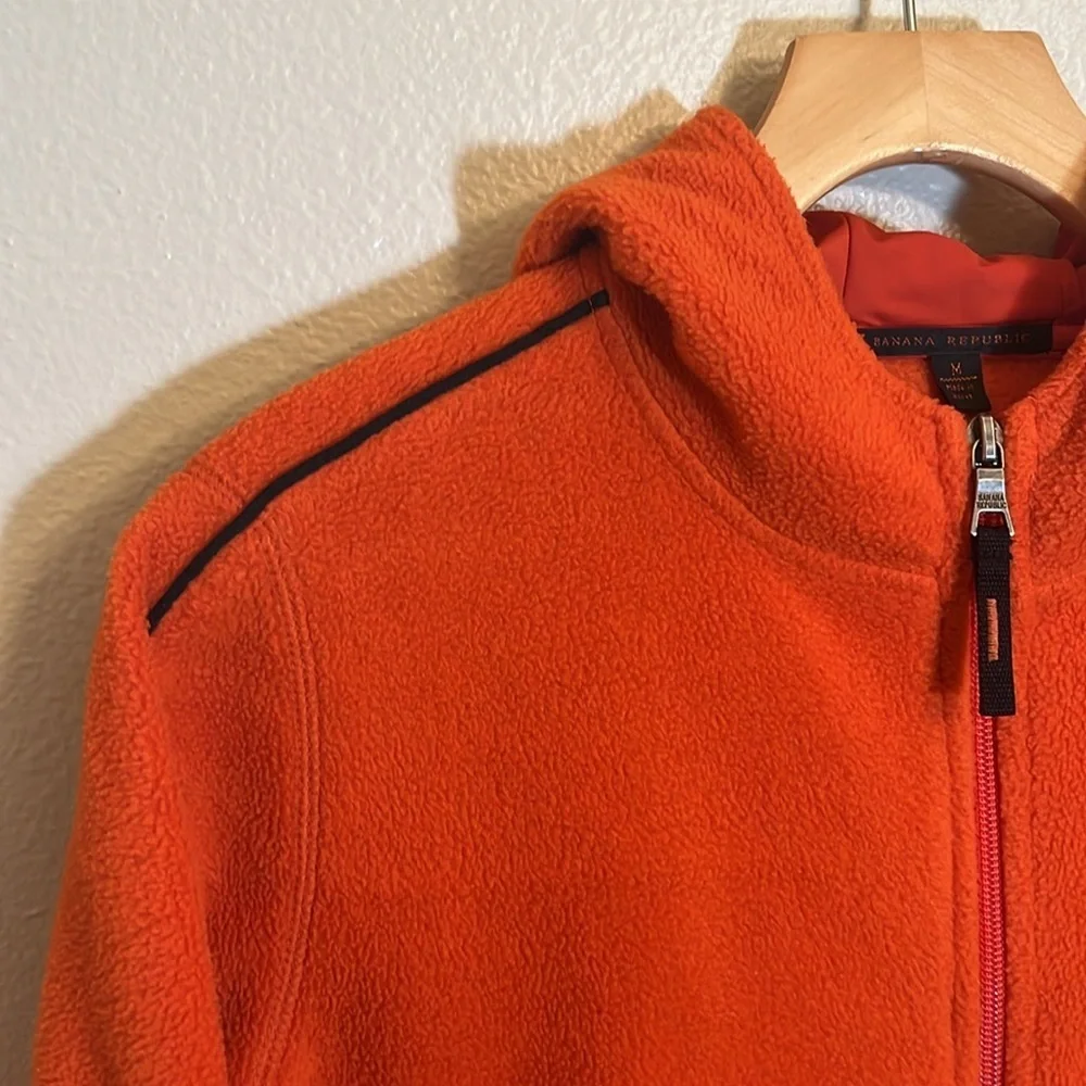 Banana Republic Orange Fleece Zip Hooded Jacket